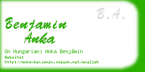 benjamin anka business card